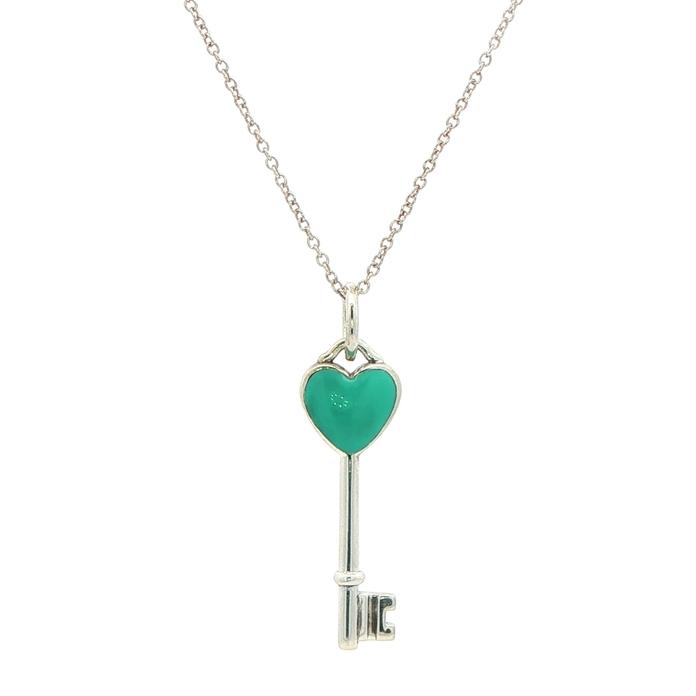 content/products/Estate Piece: Tiffany and Co. Enamel Heart Key Charm Necklace in Sterling Silver