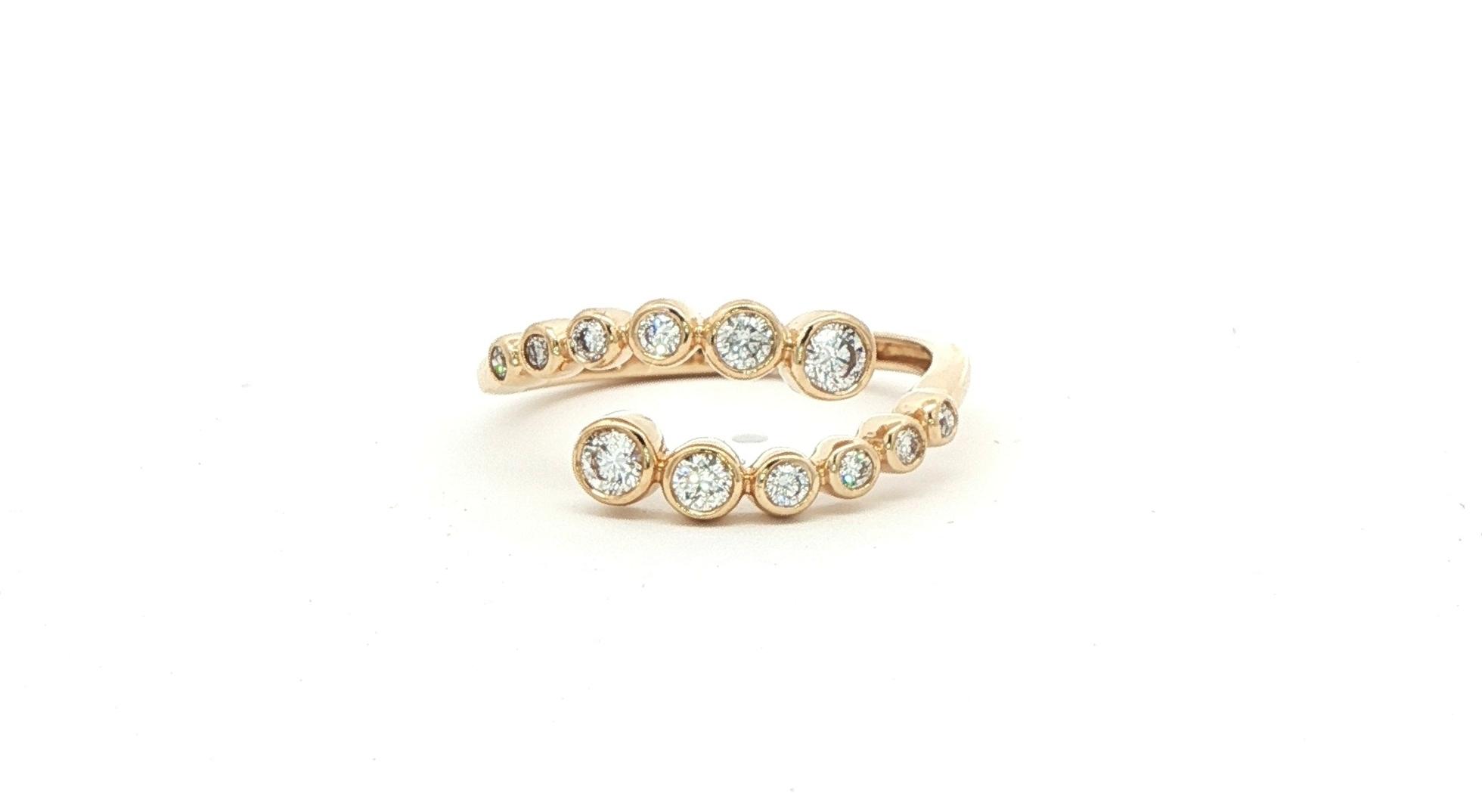 17-Stone Bezel-set Diamond Bypass Ring in Yellow Gold (0.38cts TWT)
