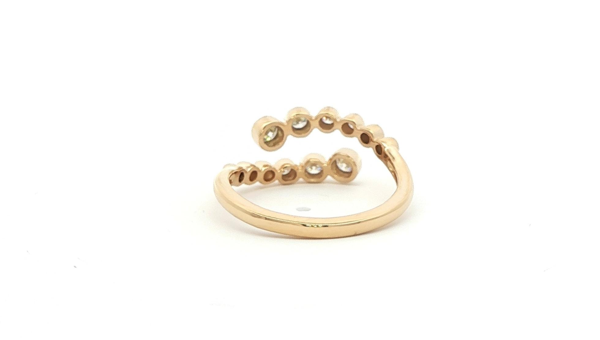 17-Stone Bezel-set Diamond Bypass Ring in Yellow Gold (0.38cts TWT) back