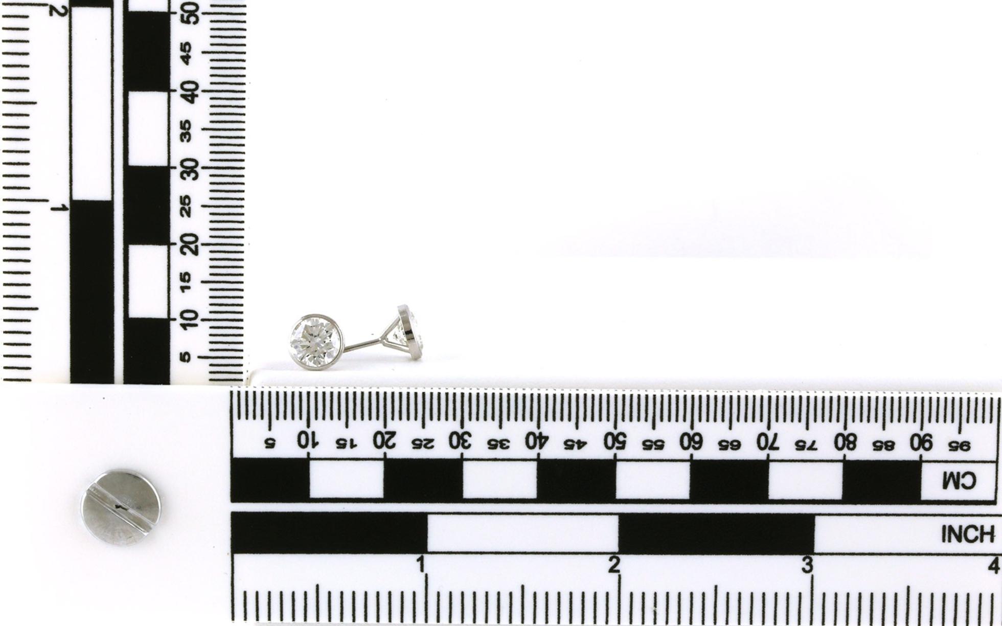 Bezel-Set Diamond Stud Earrings in White Gold (2.04cts TWT) scale