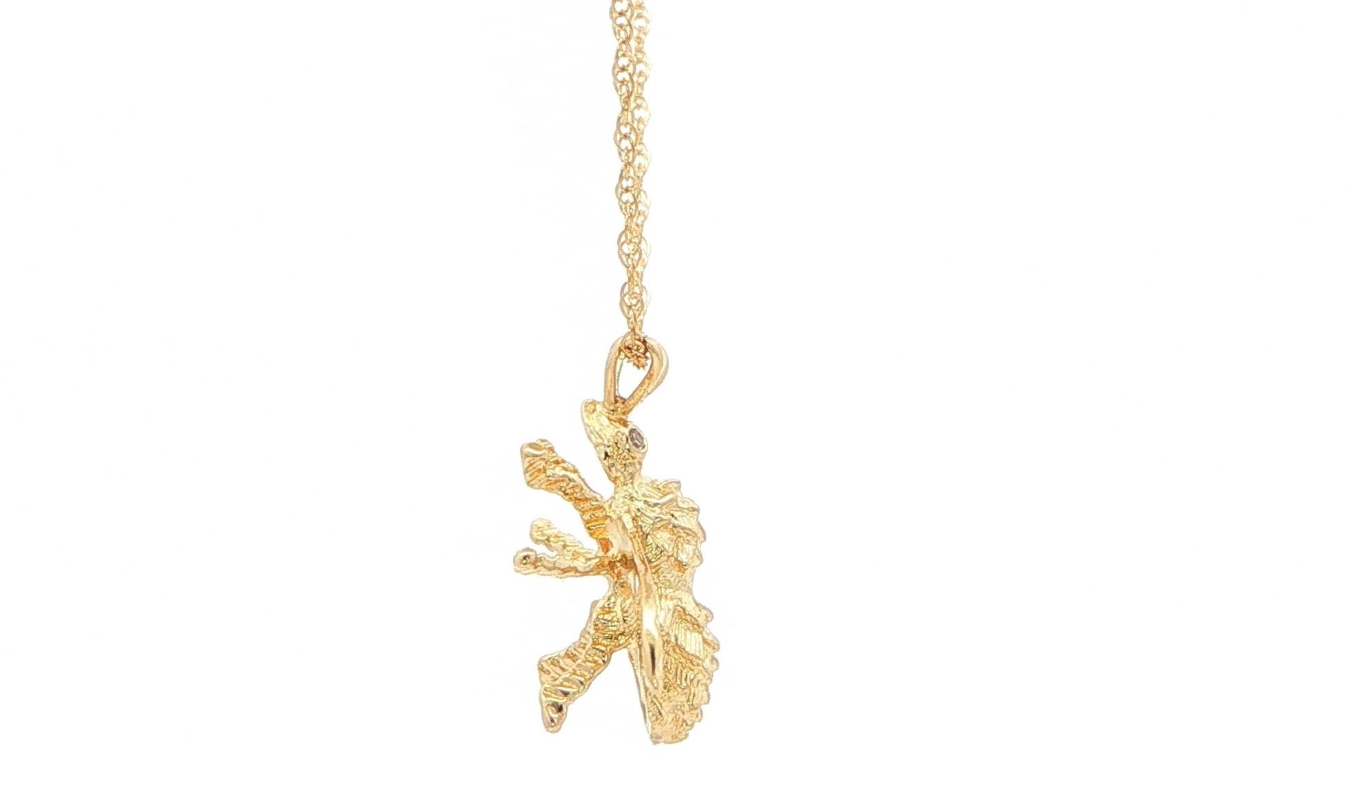 Estate Piece: Bumblebee Charm Necklace with Diamond Eyes in Yellow Gold side
