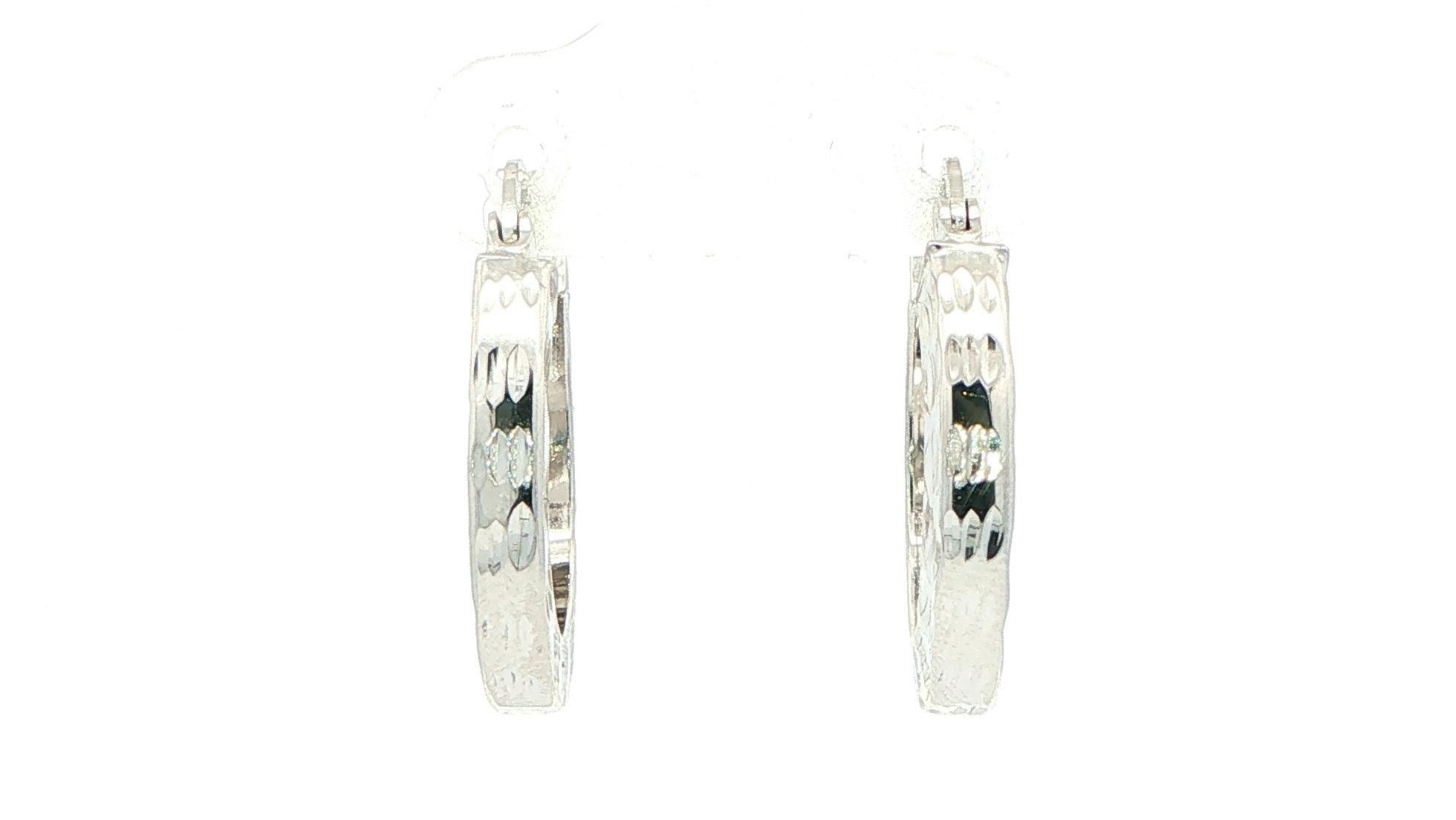 Estate Piece: Diamond-Cut Hoop Earrings in White Gold