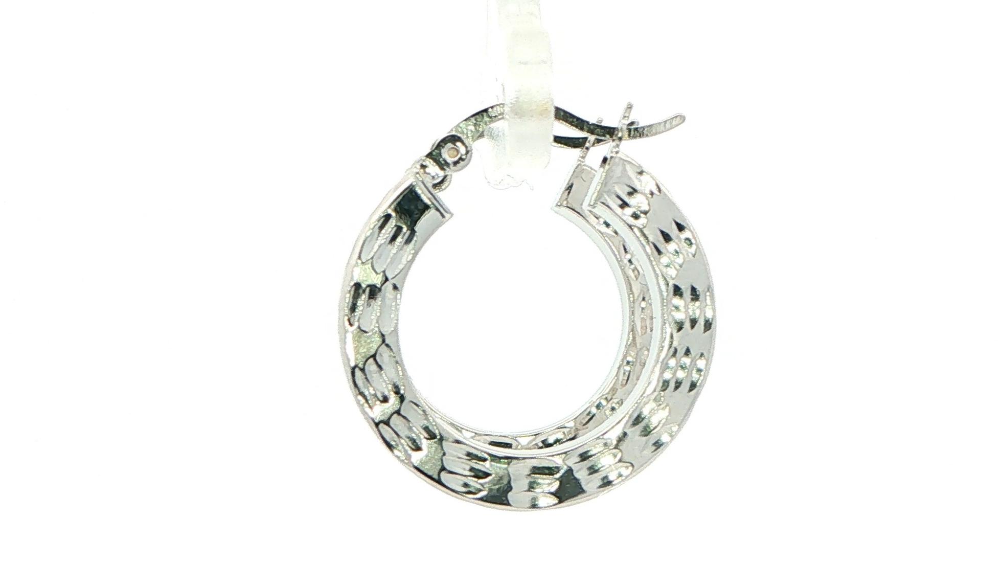 Estate Piece: Diamond-Cut Hoop Earrings in White Gold side