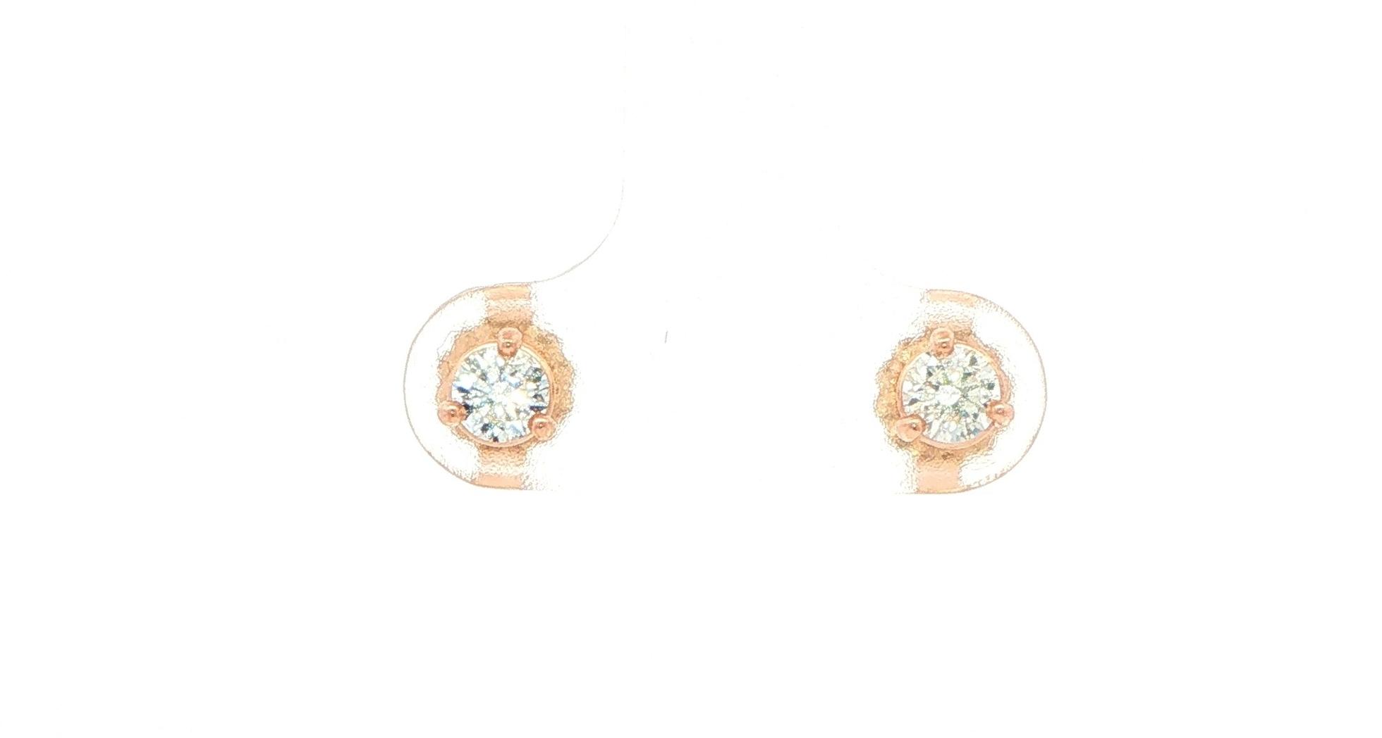Round Diamond Stud Earrings in Rose Gold (0.38cts TWT)
