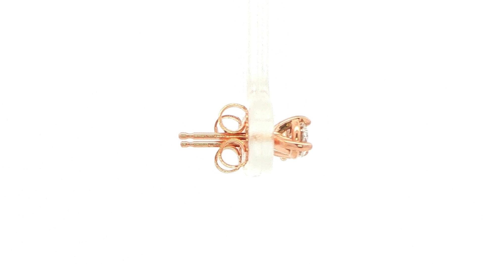 Round Diamond Stud Earrings in Rose Gold (0.38cts TWT) side