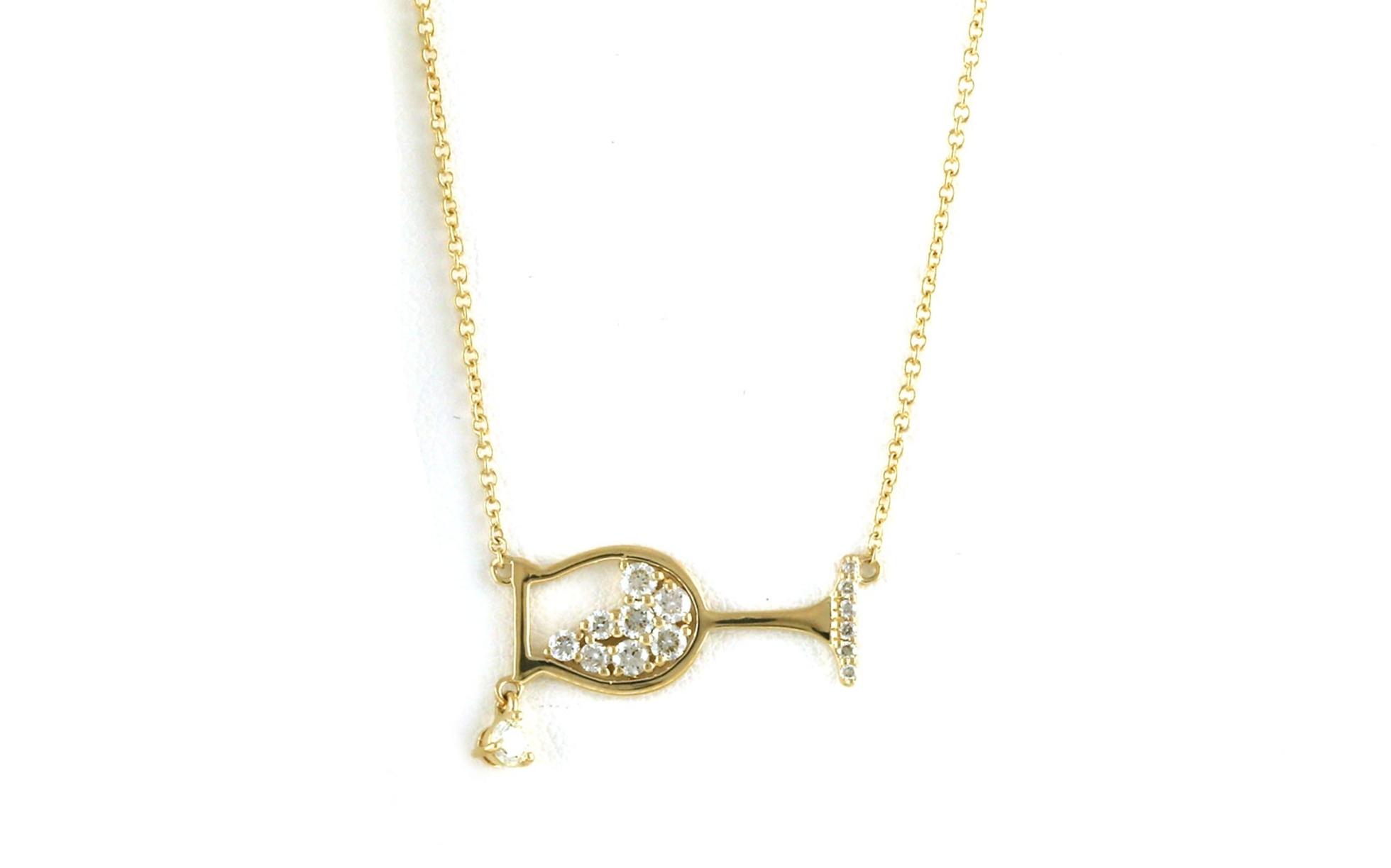 Diamond Wine Glass Necklace in Yellow Gold (0.50cts TWT)