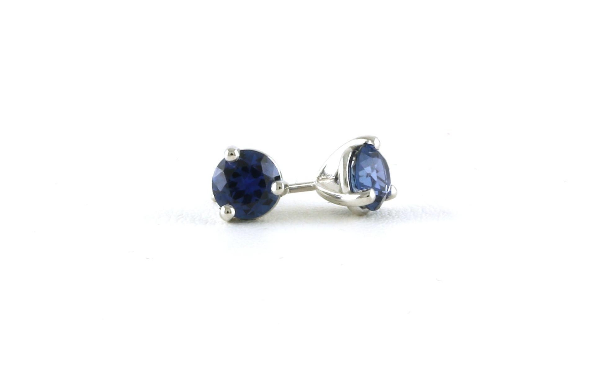 Montana Yogo Sapphire Stud Earrings in 3-Prong Martini Settings in White Gold (1.36cts TWT) side