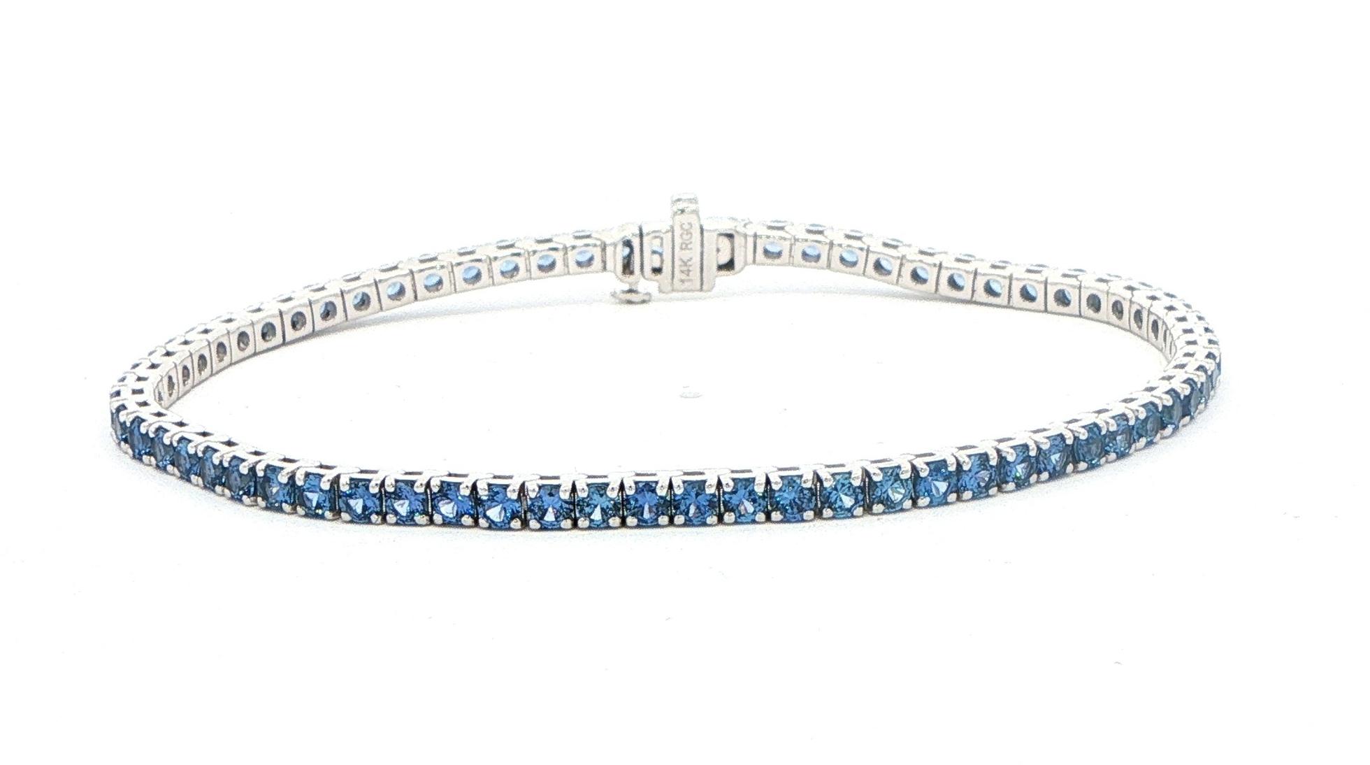 Montana Yogo Sapphire 4-Prong Line "Tennis" Bracelet in White Gold (7.75cts TWT)