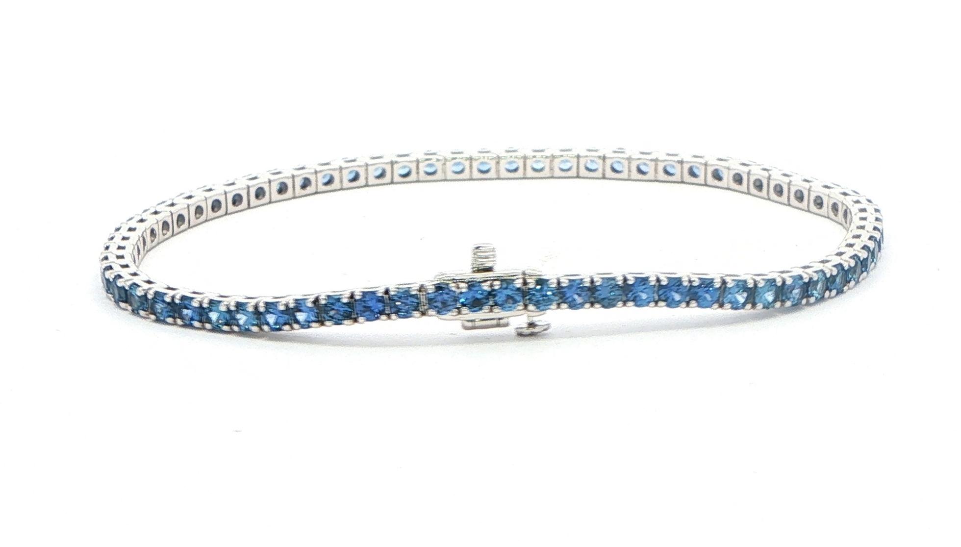 Montana Yogo Sapphire 4-Prong Line "Tennis" Bracelet in White Gold (7.75cts TWT) back