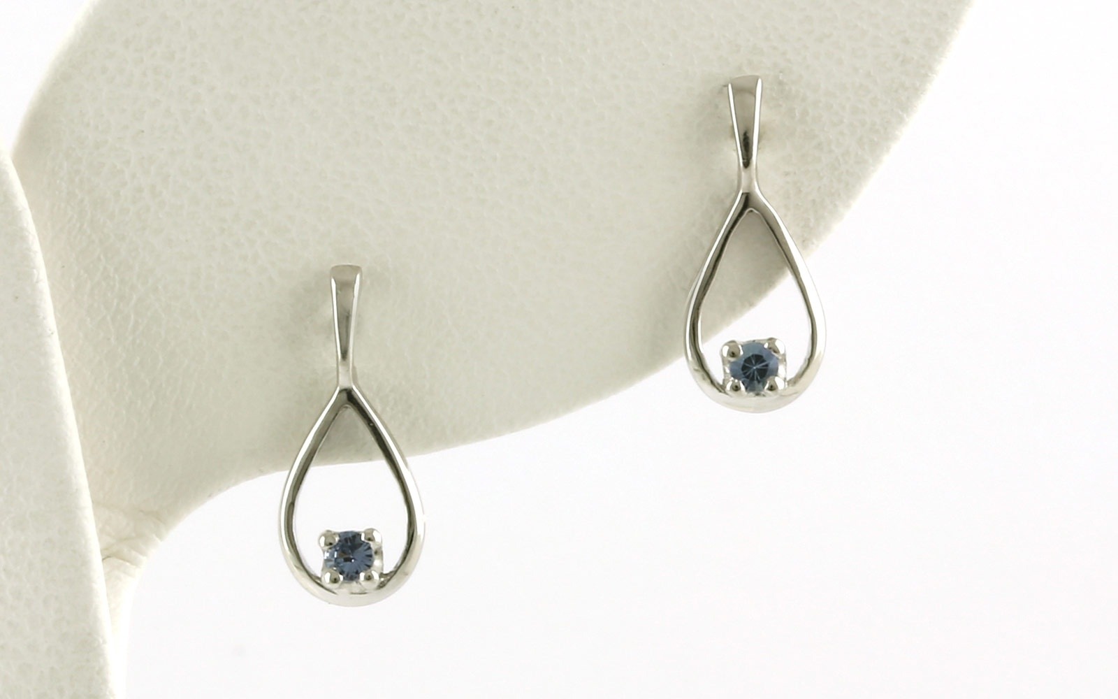 Montana Yogo Sapphire Teardrop Stud Earrings in Sterling Silver (0.06cts TWT)