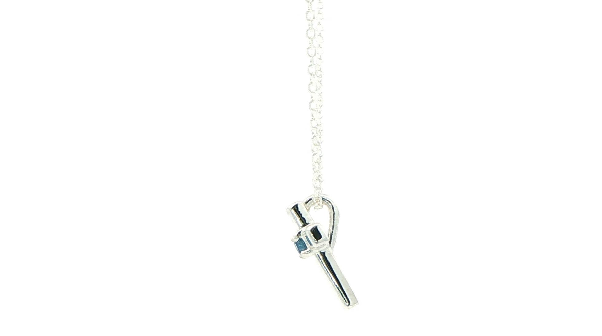 Solitaire Montana Yogo Sapphire Cross Pendant Necklace in Sterling Silver (0.06cts) side