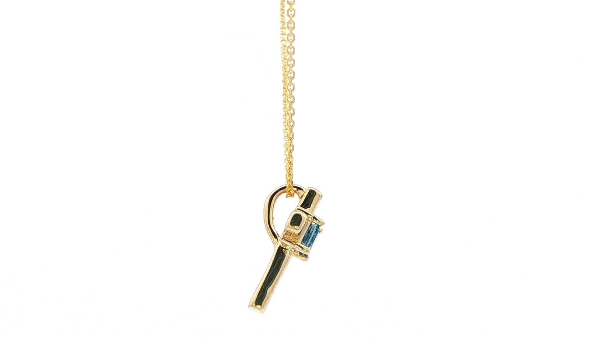 Princess-Cut Montana Yogo Sapphire Cross Pendant in Yellow Gold (0.16cts) side