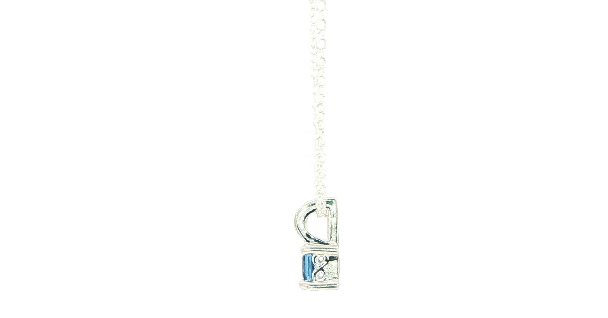 Solitaire Princess-Cut Montana Yogo Sapphire Pendant in Sterling Silver (0.16cts) side