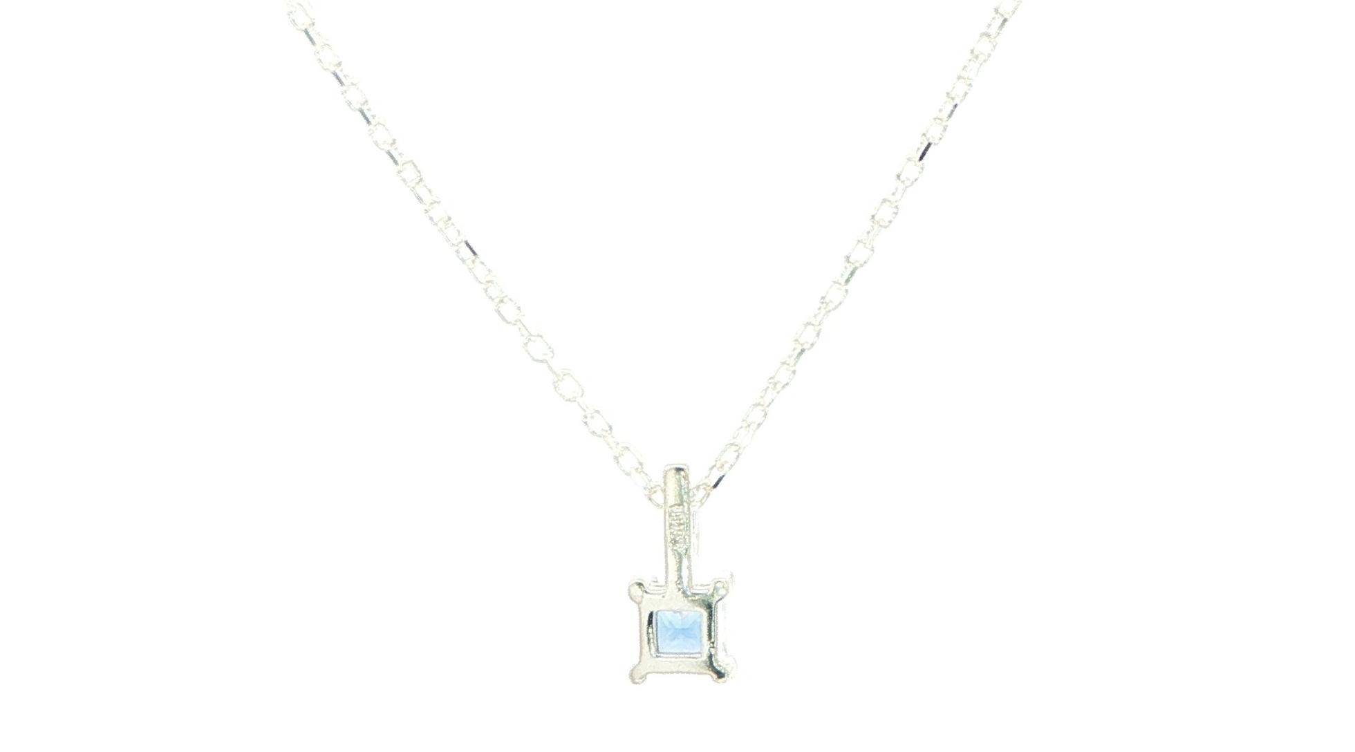 Solitaire Princess-Cut Montana Yogo Sapphire Pendant in Sterling Silver (0.16cts) back