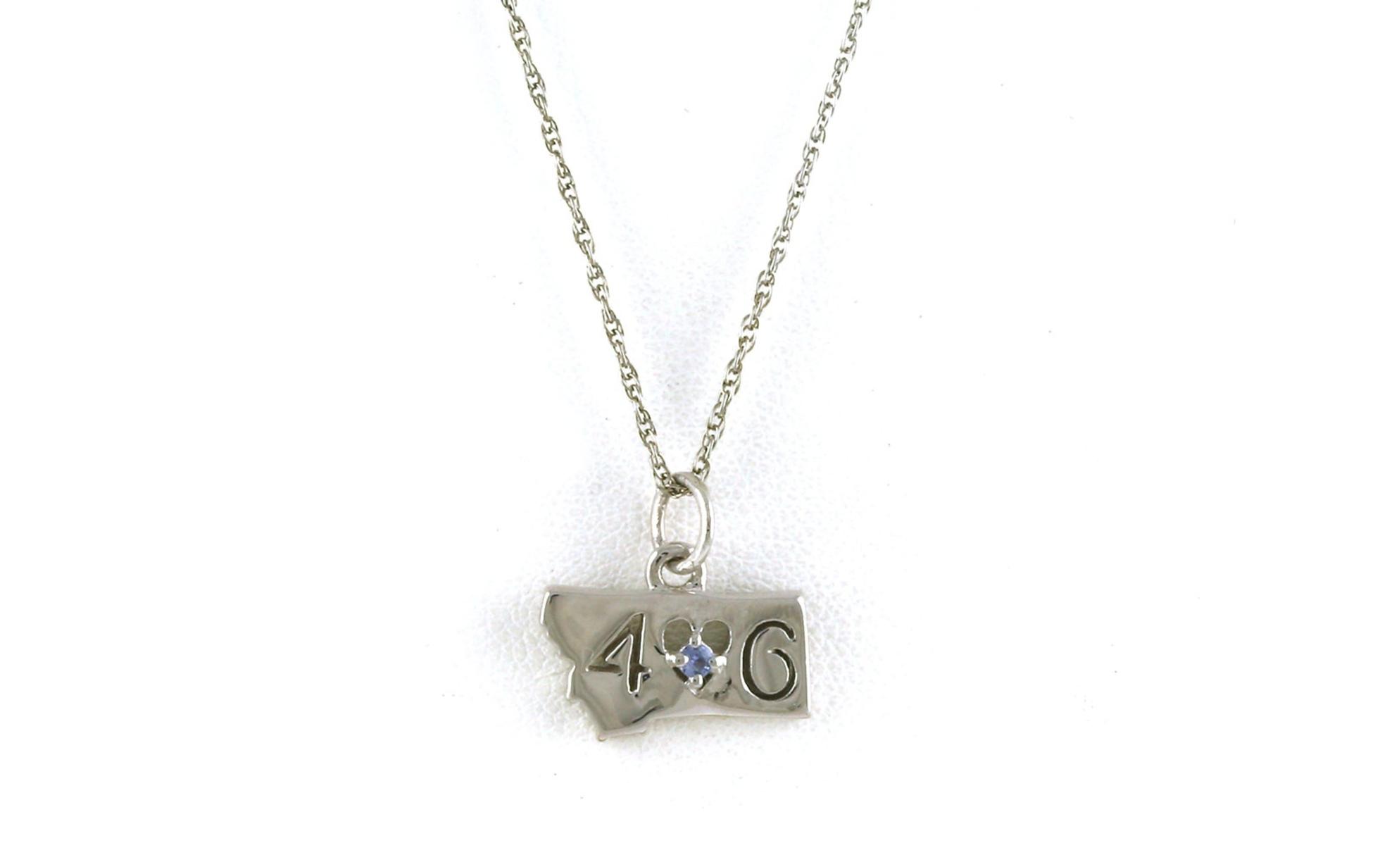 Montana Yogo Sapphire "406" State of Montana Charm in Sterling Silver (0.03ct)