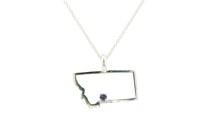 content/products/Montana State Outline Huckleberry Sapphire Charm Necklace in Sterling Silver (0.05cts)