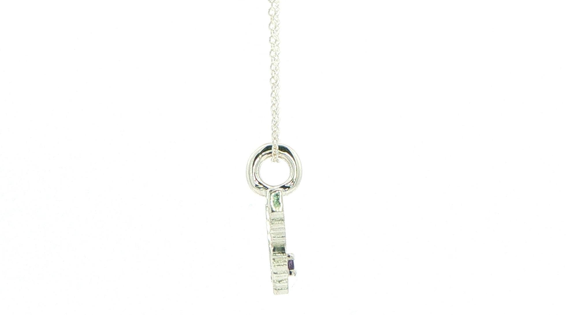 Montana State Outline Huckleberry Sapphire Charm Necklace in Sterling Silver (0.05cts) side