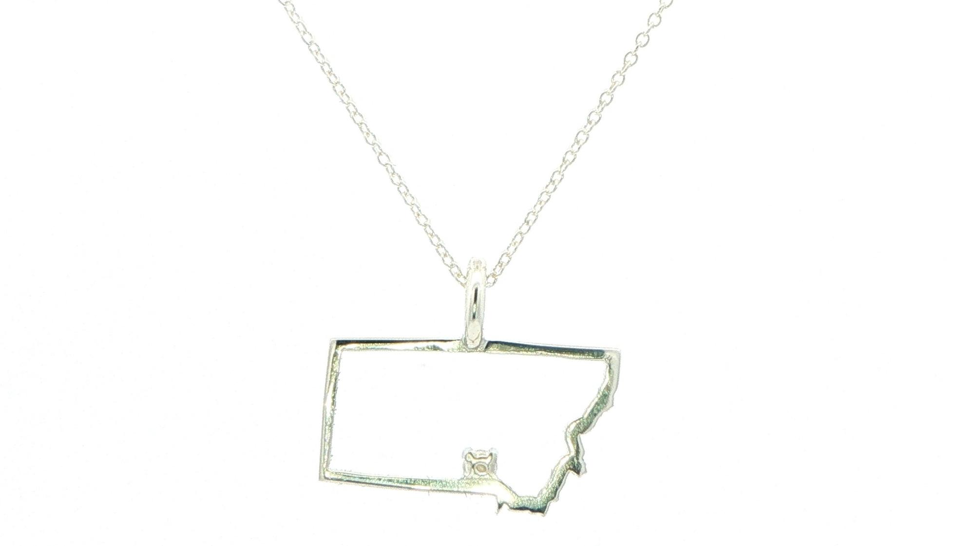 Montana State Outline Huckleberry Sapphire Charm Necklace in Sterling Silver (0.05cts) back