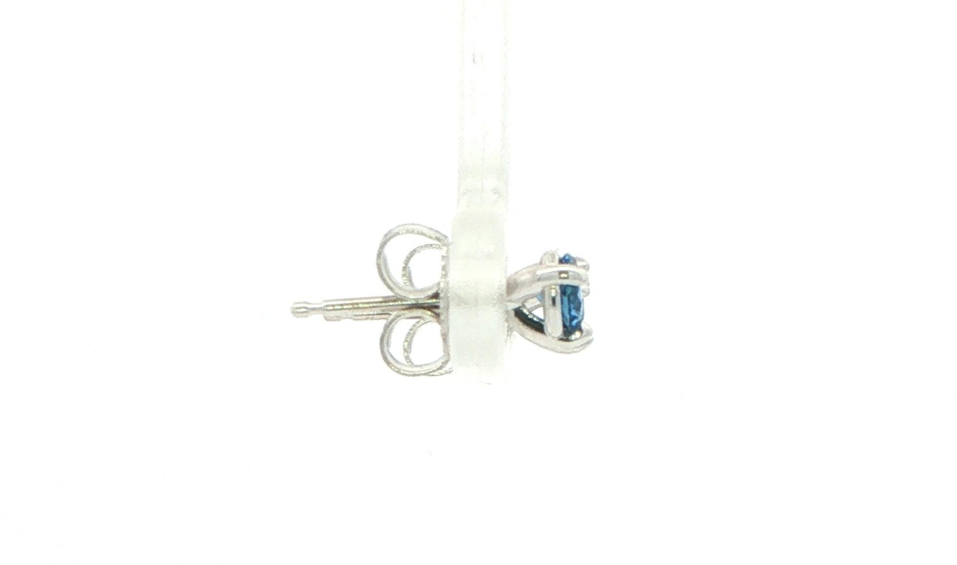 Montana Yogo Sapphire Stud Earrings in 3-Prong Martini Settings in White Gold (0.40cts TWT) side