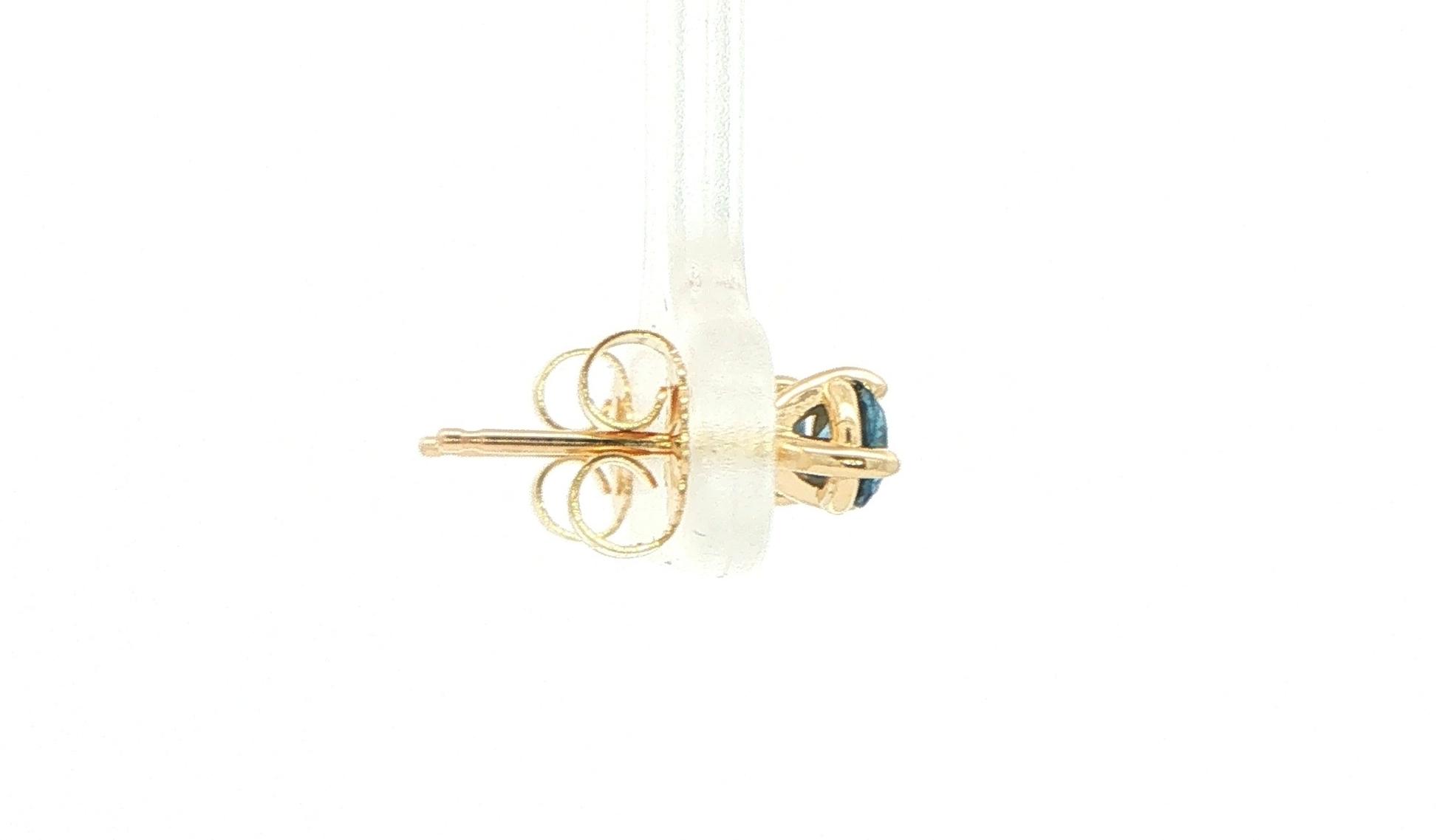 Montana Yogo Sapphire Stud Earrings in 3-Prong Martini Settings in Yellow Gold (0.42cts TWT) side