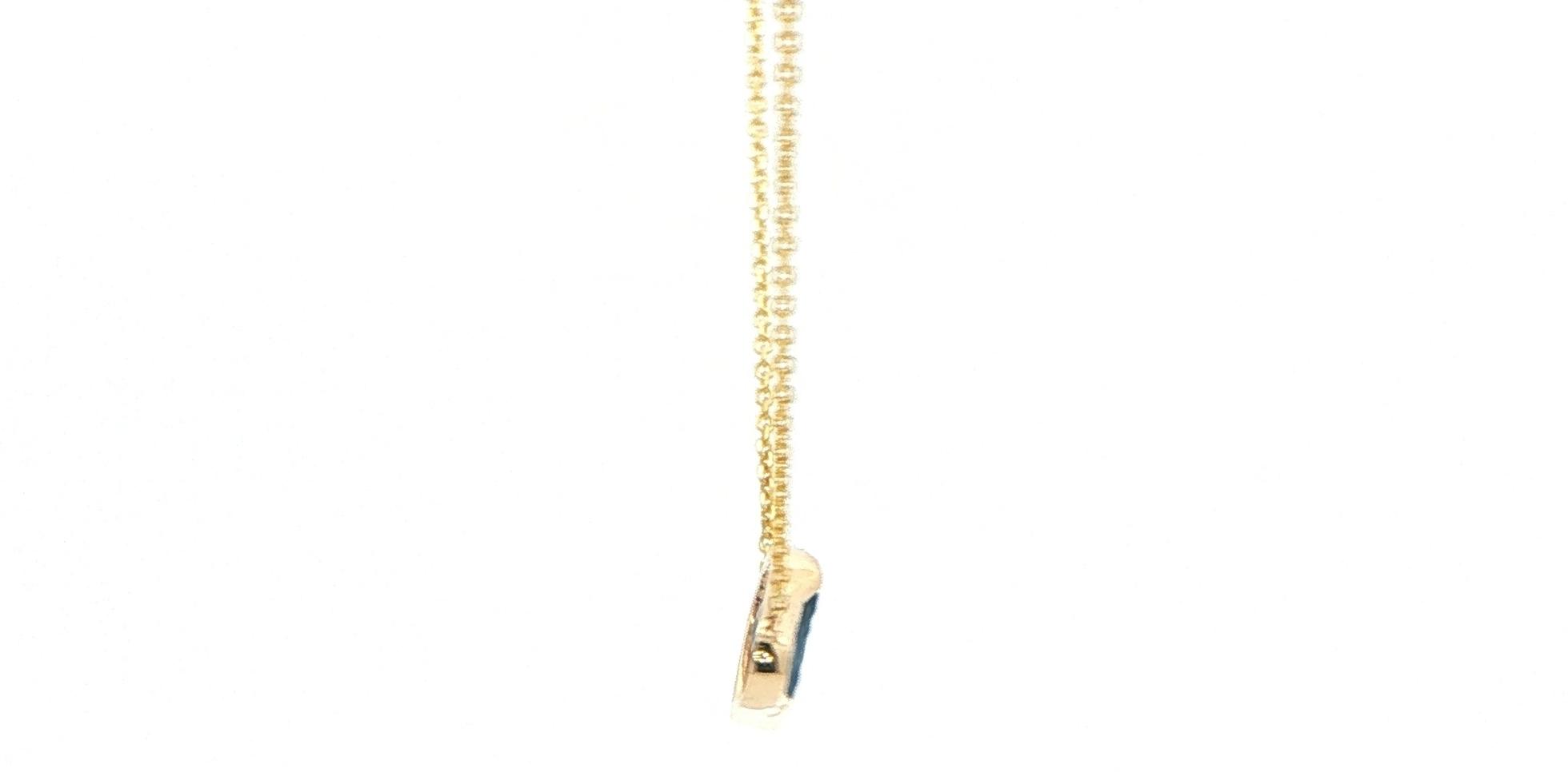Raw Montana Yogo Sapphire Bezel Necklace on Split Chain in Yellow Gold (1.48cts) side