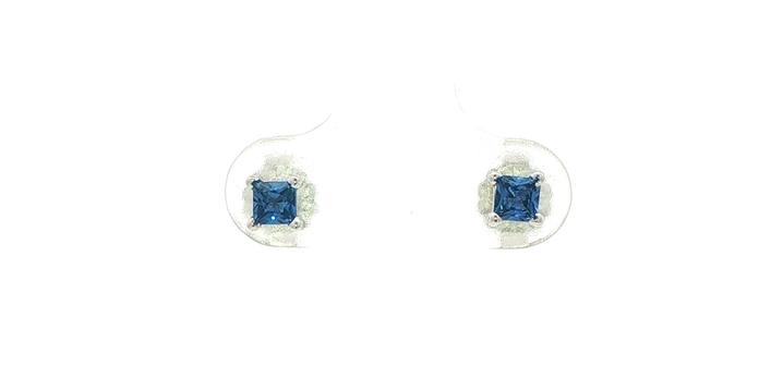 content/products/Estate Piece: Princess Cut Montana Yogo Sapphire Stud Earrings in White Gold (0.39cts TWT)