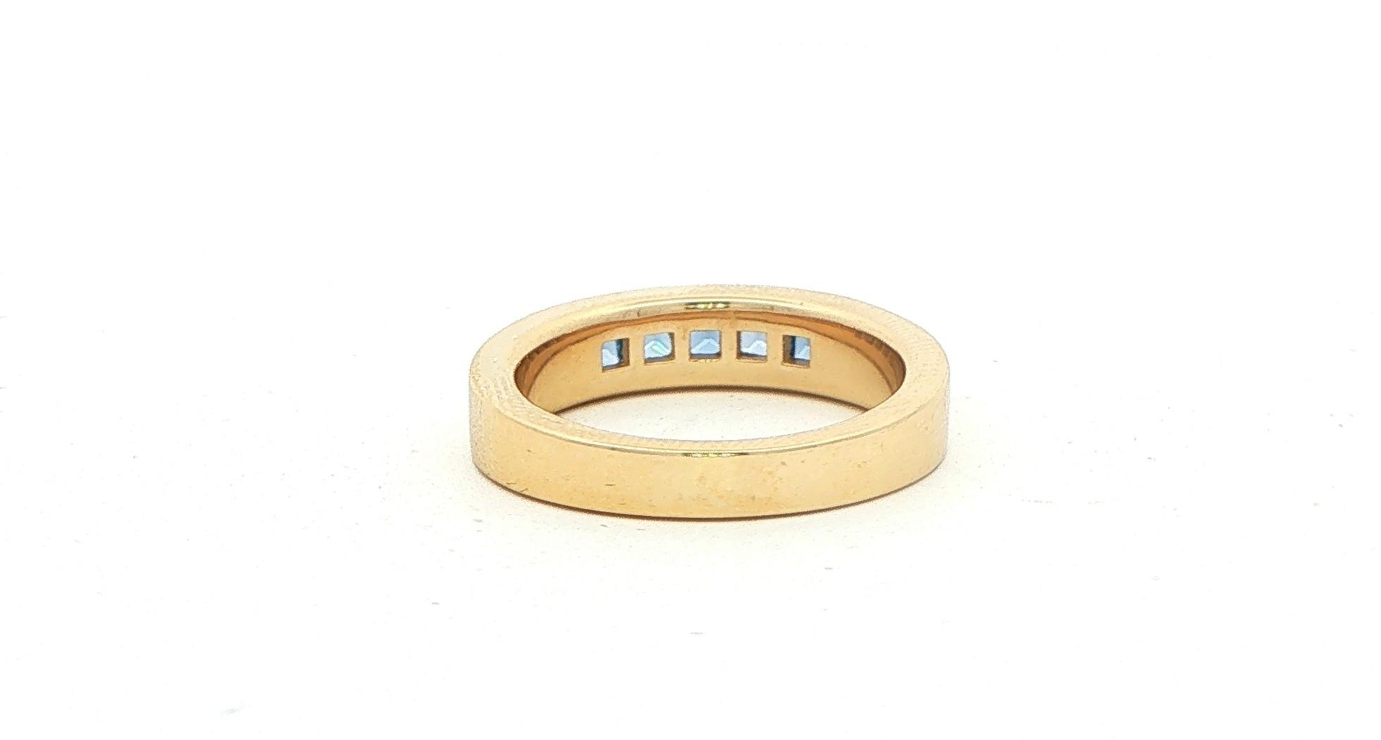 Estate Piece: 5-Stone Channel-Set Square Montana Yogo Sapphire Ring Yellow Gold (0.50cts TWT) back