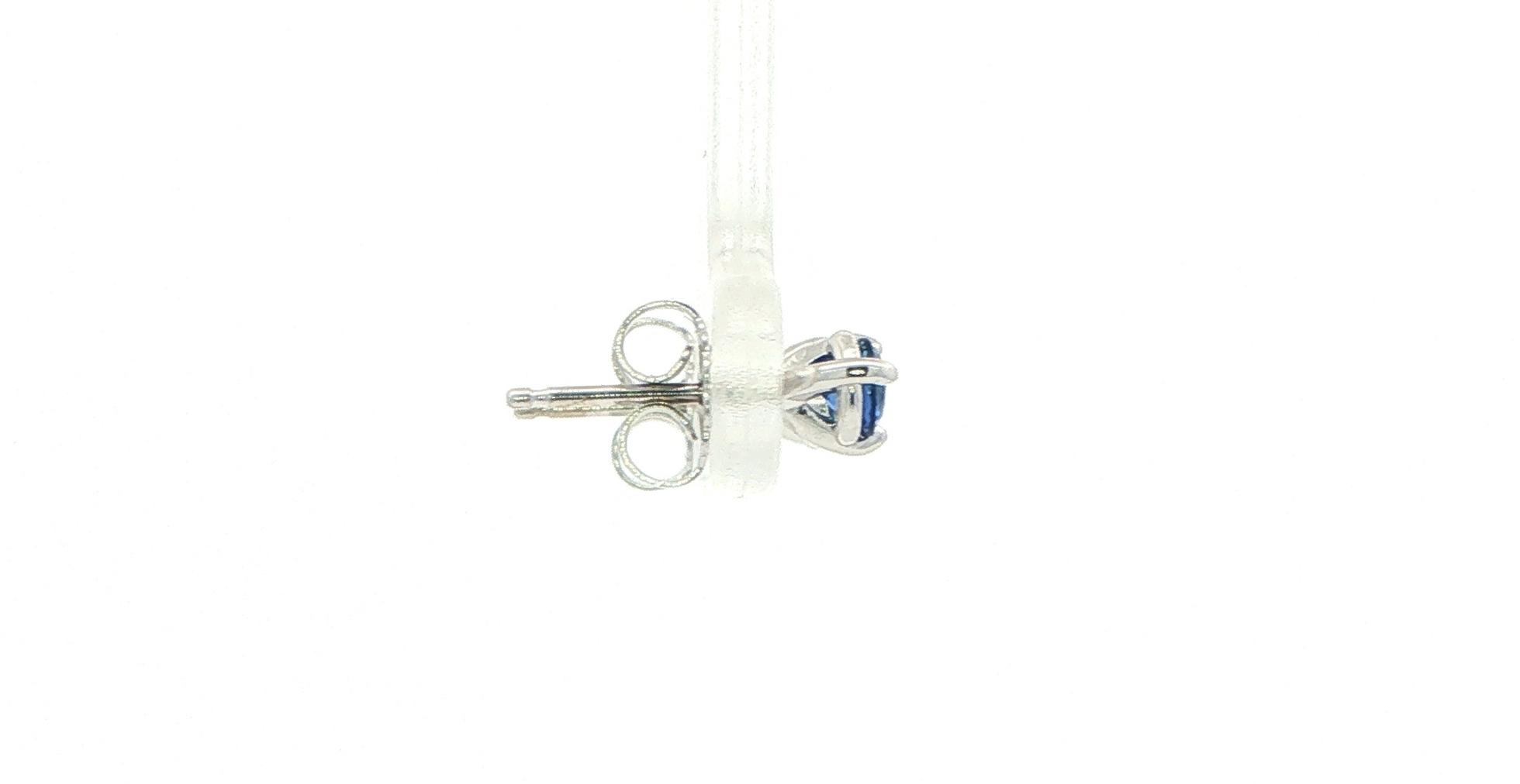 Montana Yogo Sapphire Stud Earrings in 3-Prong Martini Settings in White Gold (0.42cts TWT) side
