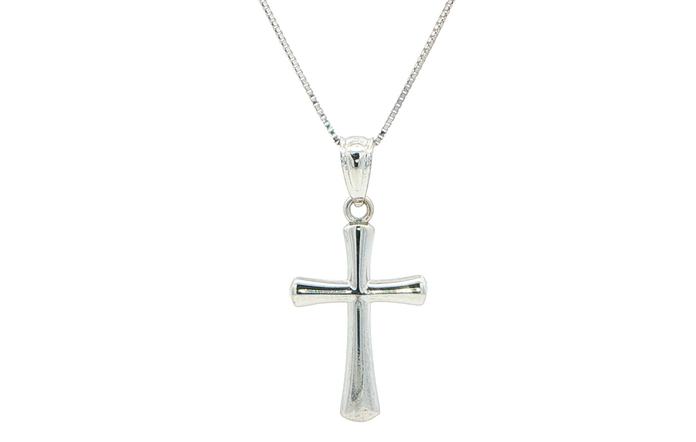 content/products/Estate Piece: Hollow Flared Cross Pendant Necklace in White Gold 