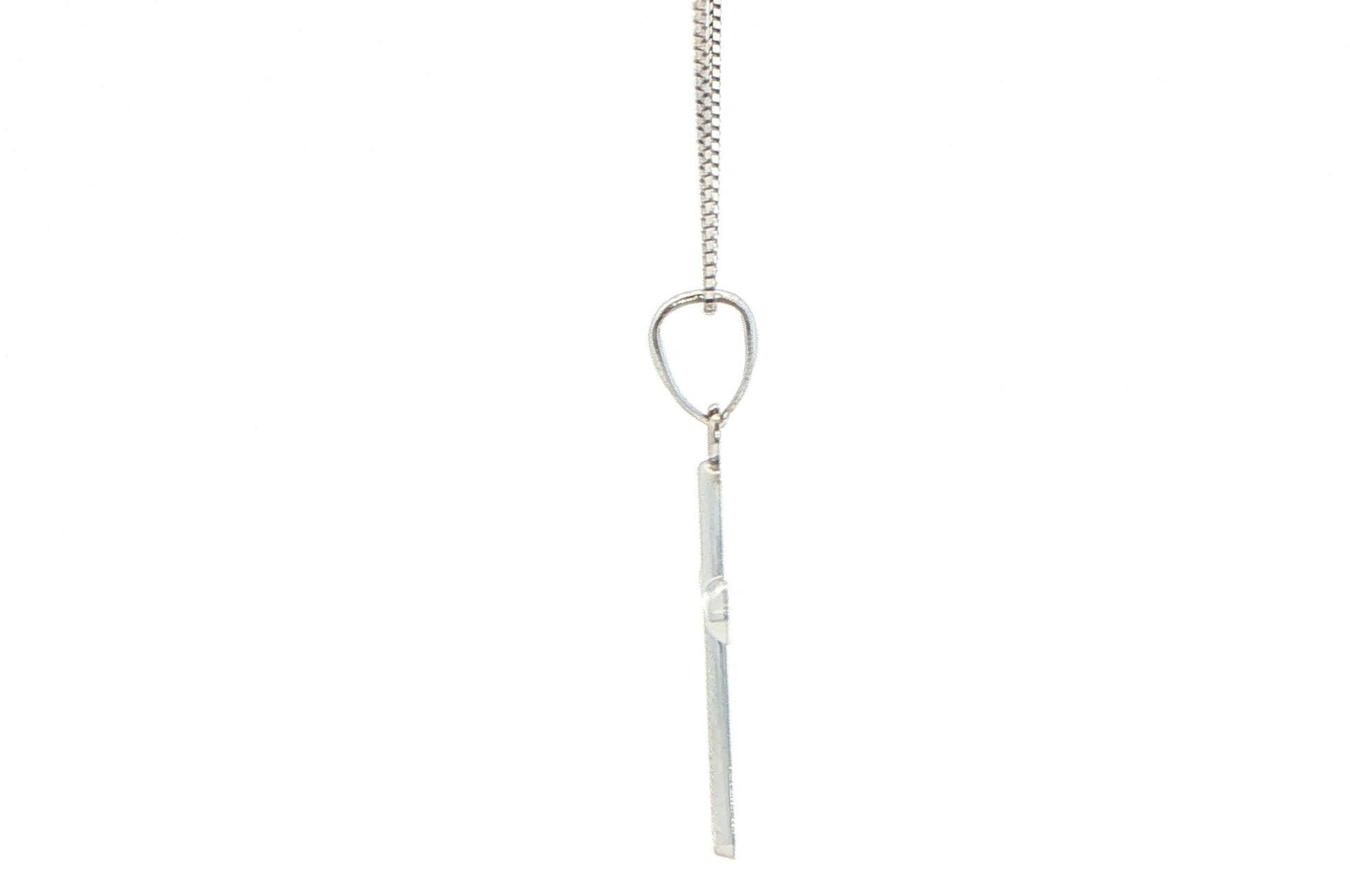 Estate Piece: Hollow Flared Cross Pendant Necklace in White Gold  side