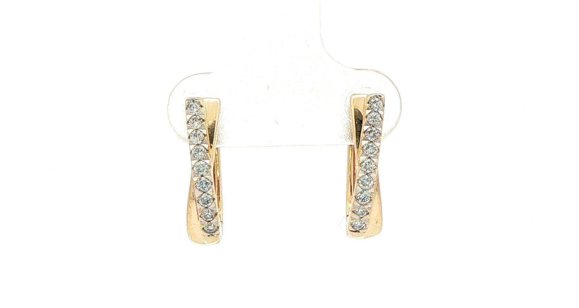 Estate Piece: Diamond Crossover Hoop Earrings in Yellow Gold (0.25cts TWT)