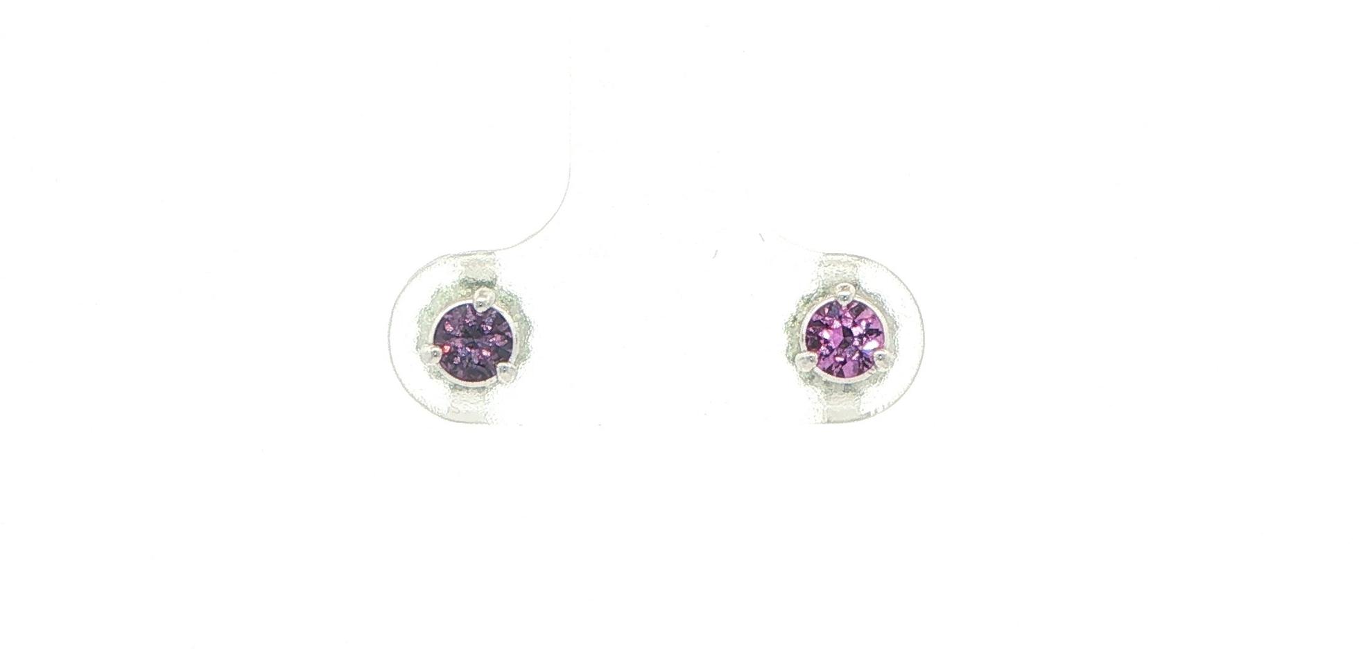 Pink-Purple Montana Sapphire Stud Earrings in White Gold (0.39cts TWT)