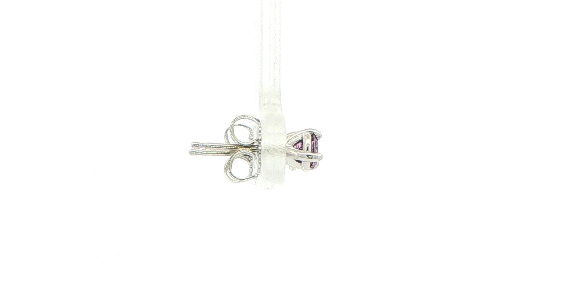 Pink-Purple Montana Sapphire Stud Earrings in White Gold (0.39cts TWT) side