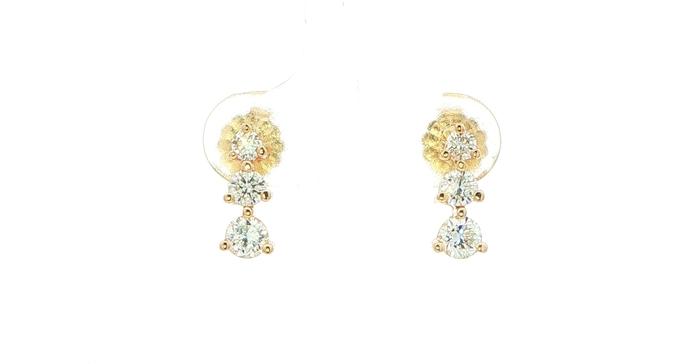 content/products/Estate Piece: Graduated Three-Stone Diamond Drop Earrings in Yellow Gold (0.50cts TWT)