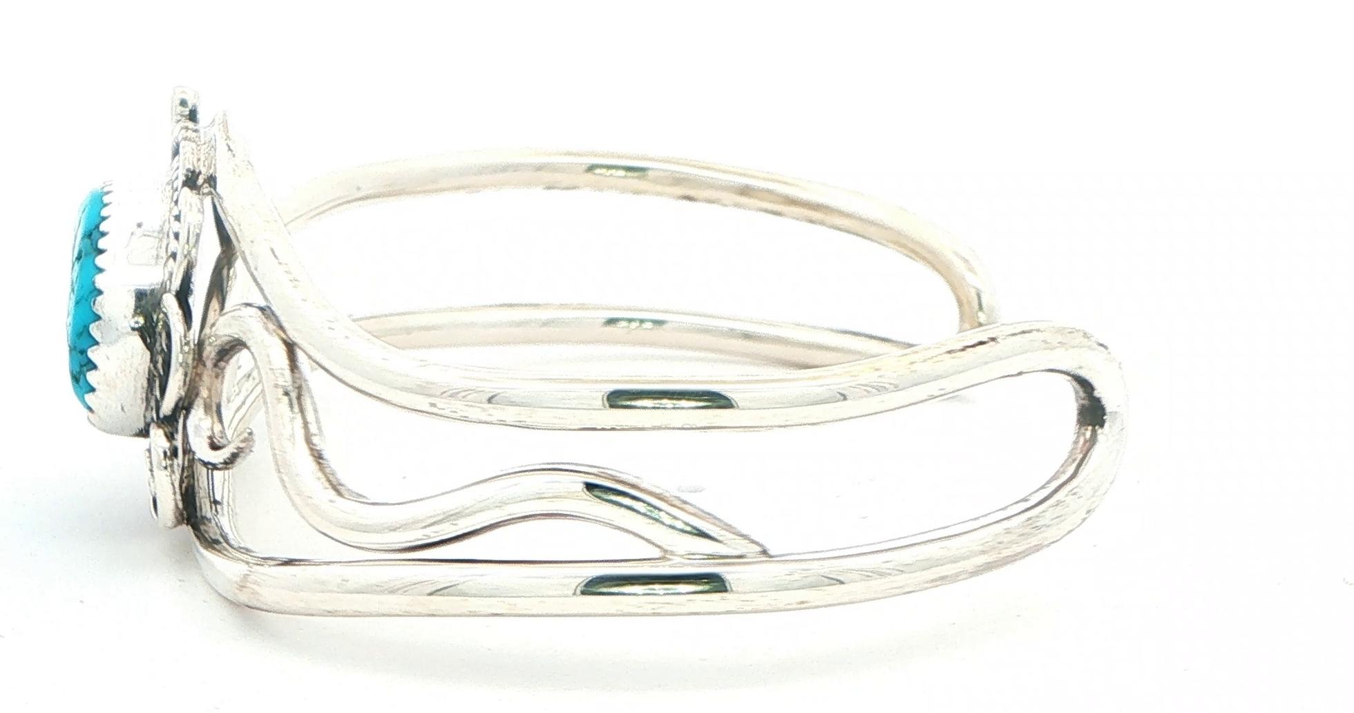 Estate Piece: Southwestern Style Turquoise Bangle Bracelet in Sterling Silver side