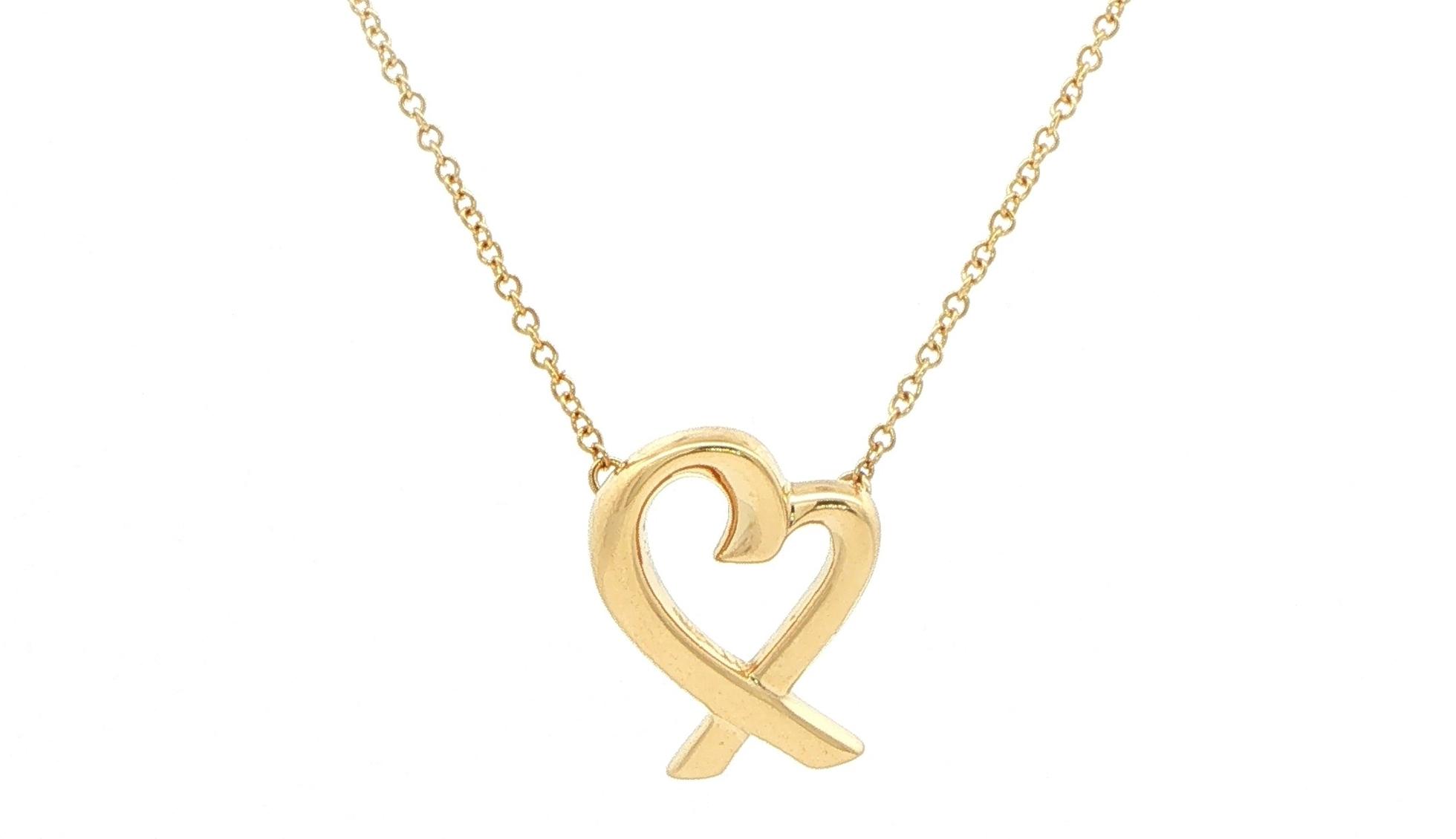 Estate Piece: Tiffany & Co. Paloma Picasso Heart Pendant Necklace in Yellow Gold
