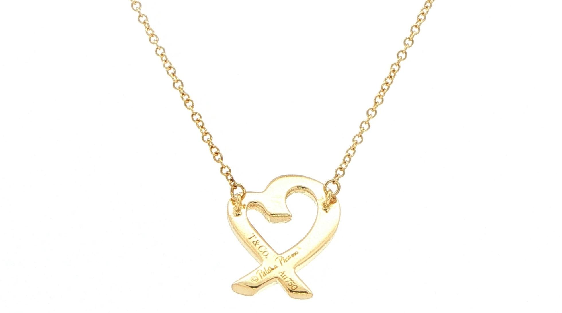 Estate Piece: Tiffany & Co. Paloma Picasso Heart Pendant Necklace in Yellow Gold back