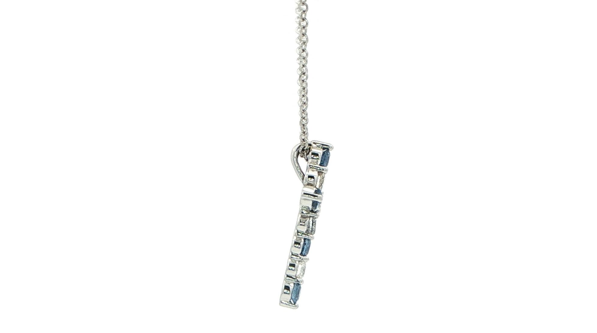 Alternating Montana Yogo Sapphire and Diamond Cross Necklace in White Gold (0.47cts TWT) side
