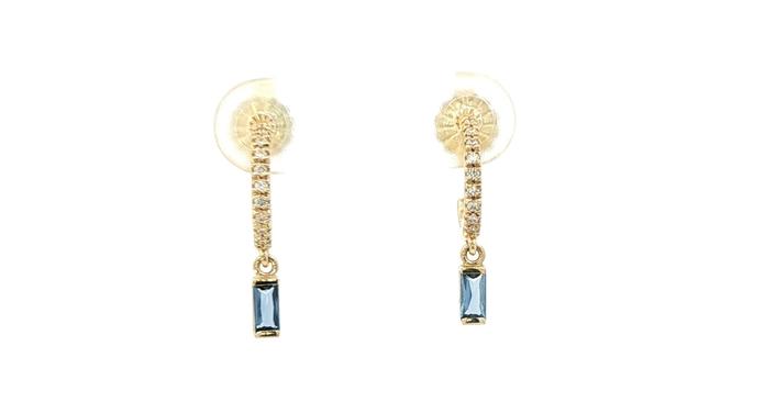 content/products/Baguette-cut Montana Yogo Sapphire Dangle and Diamond Hoop Earrings in Yellow Gold (0.34cts TWT)