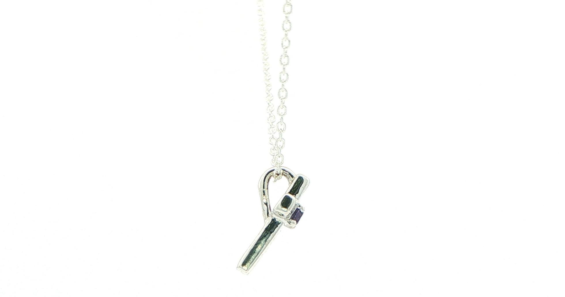 Solitaire Huckleberry Sapphire Cross Pendant Necklace in Sterling Silver (0.06cts) side
