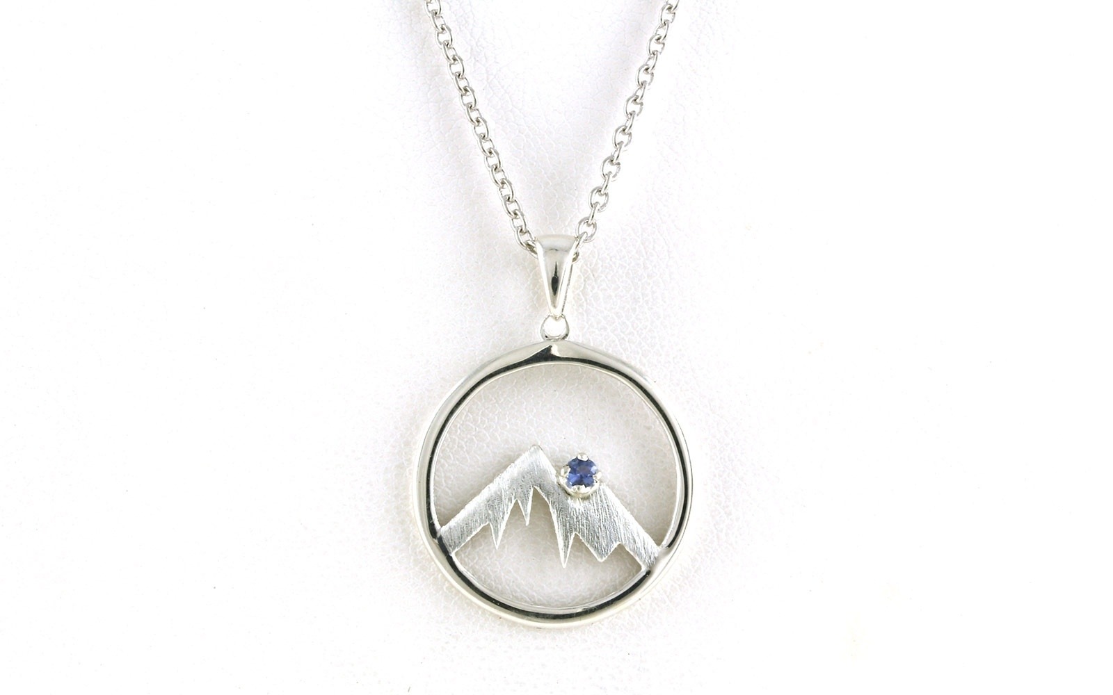 Montana Yogo Sapphire Circle Mountain Necklace in Sterling Silver (0.07ct)
