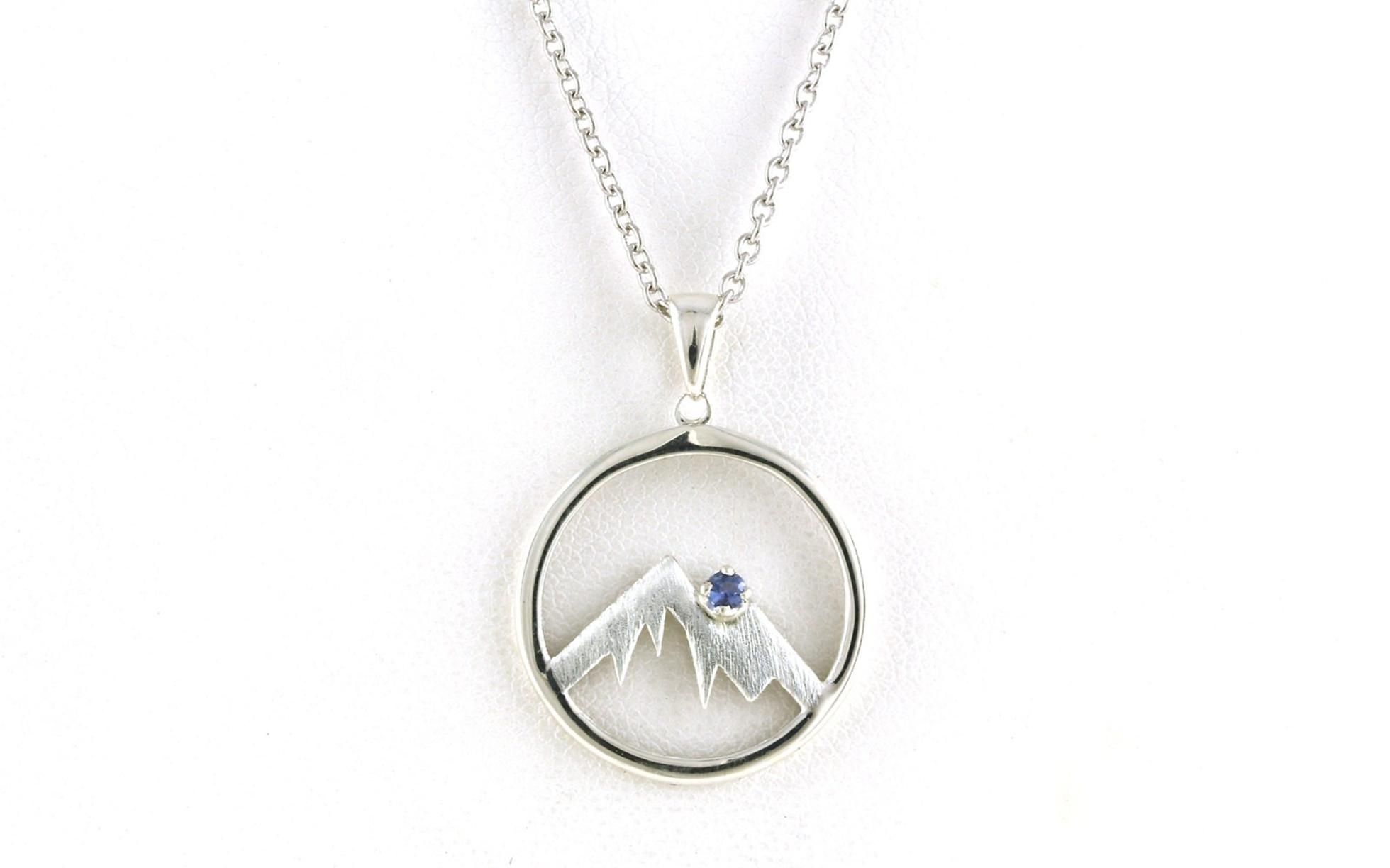 Montana Yogo Sapphire Circle Mountain Necklace in Sterling Silver (0.07ct)