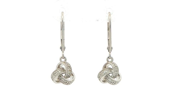 content/products/Diamond Pave Knot Drop Dangle Earrings in Sterling Silver (0.07cts TWT)