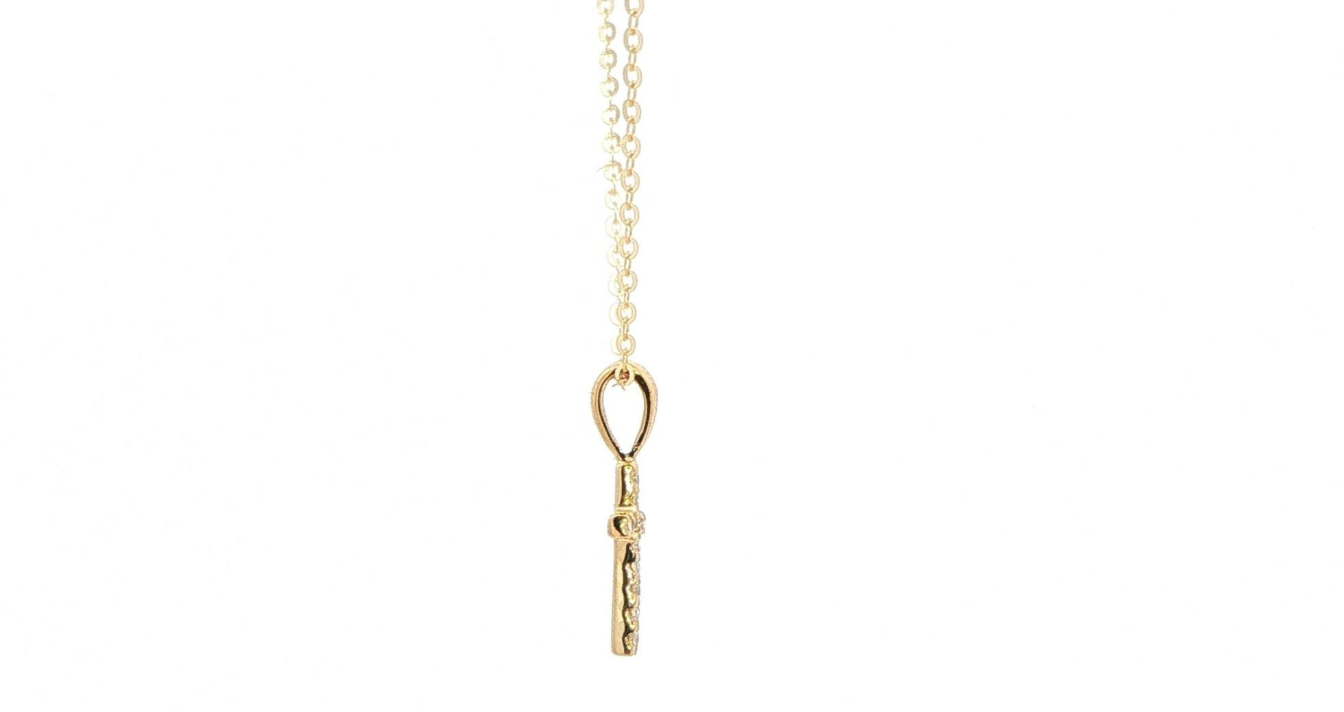 Petite Diamond Cross Pendant Necklace in Yellow Gold (0.05cts TWT) side