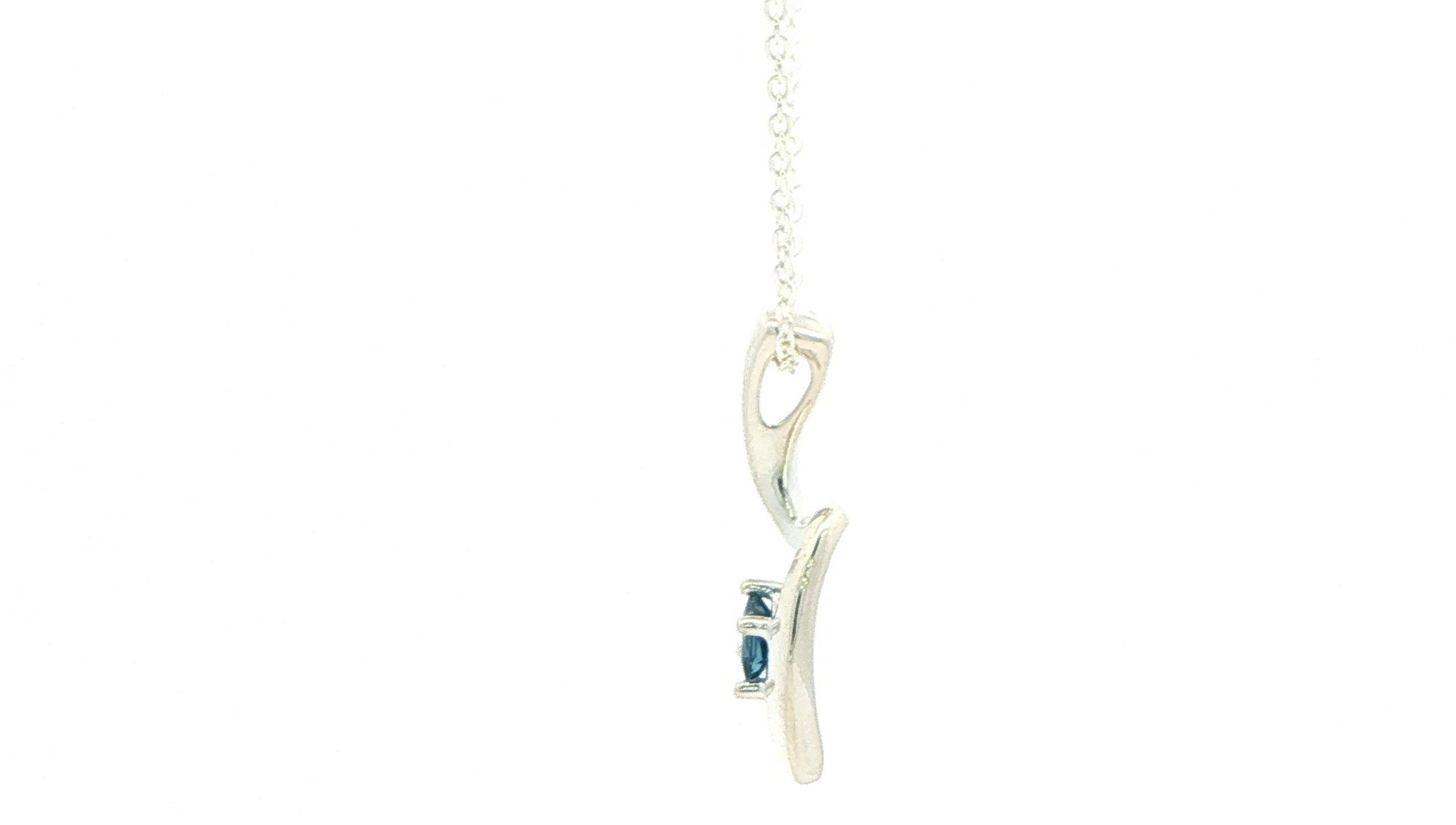 Princess-cut Montana Yogo Sapphire Wave Pendant Necklace in Sterling Silver (0.15cts) side