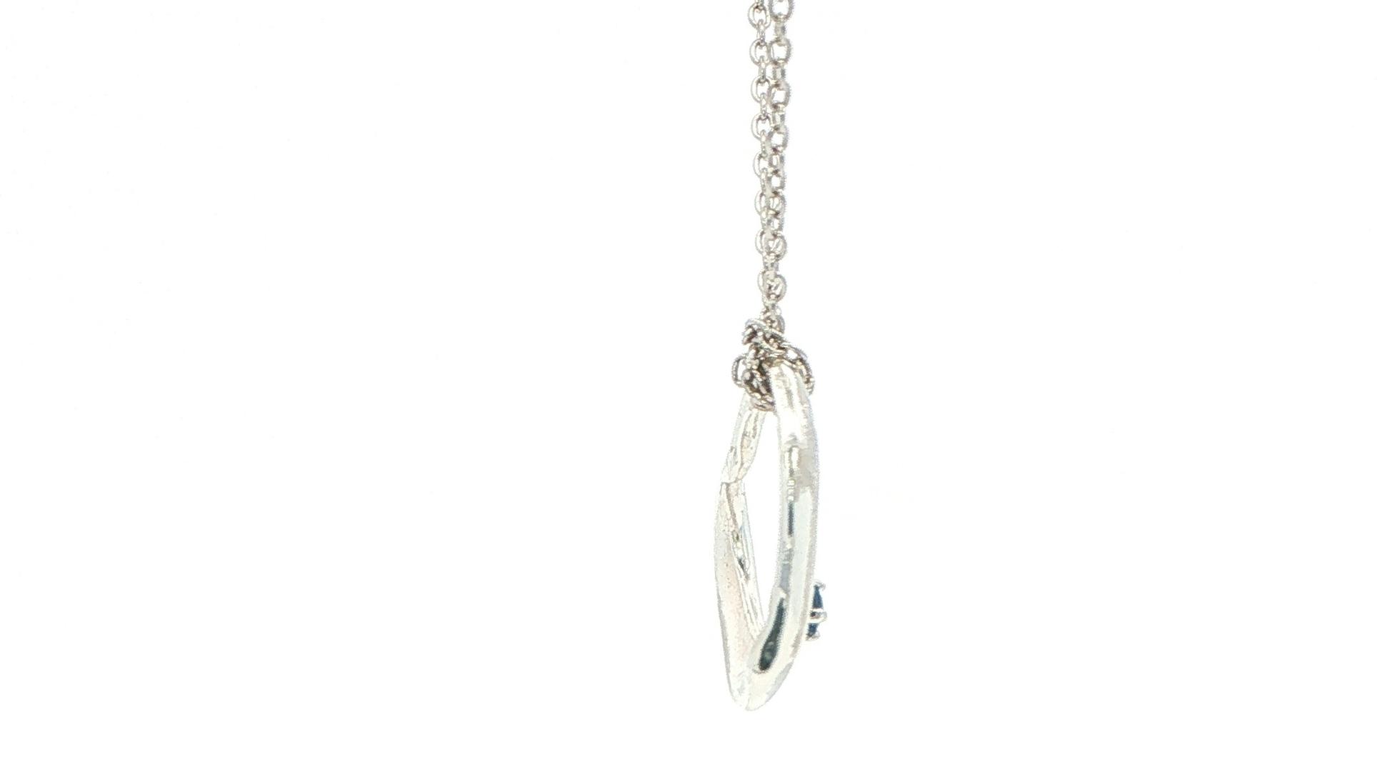 Open Heart Montana Yogo Sapphire Charm Necklace in Sterling Silver (0.05cts) side