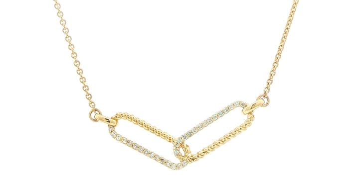 content/products/Interlocking Link Diamond Necklace in Yellow Gold (0.13cts TWT)