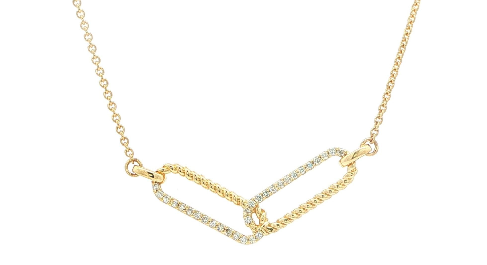 Interlocking Link Diamond Necklace in Yellow Gold (0.13cts TWT)