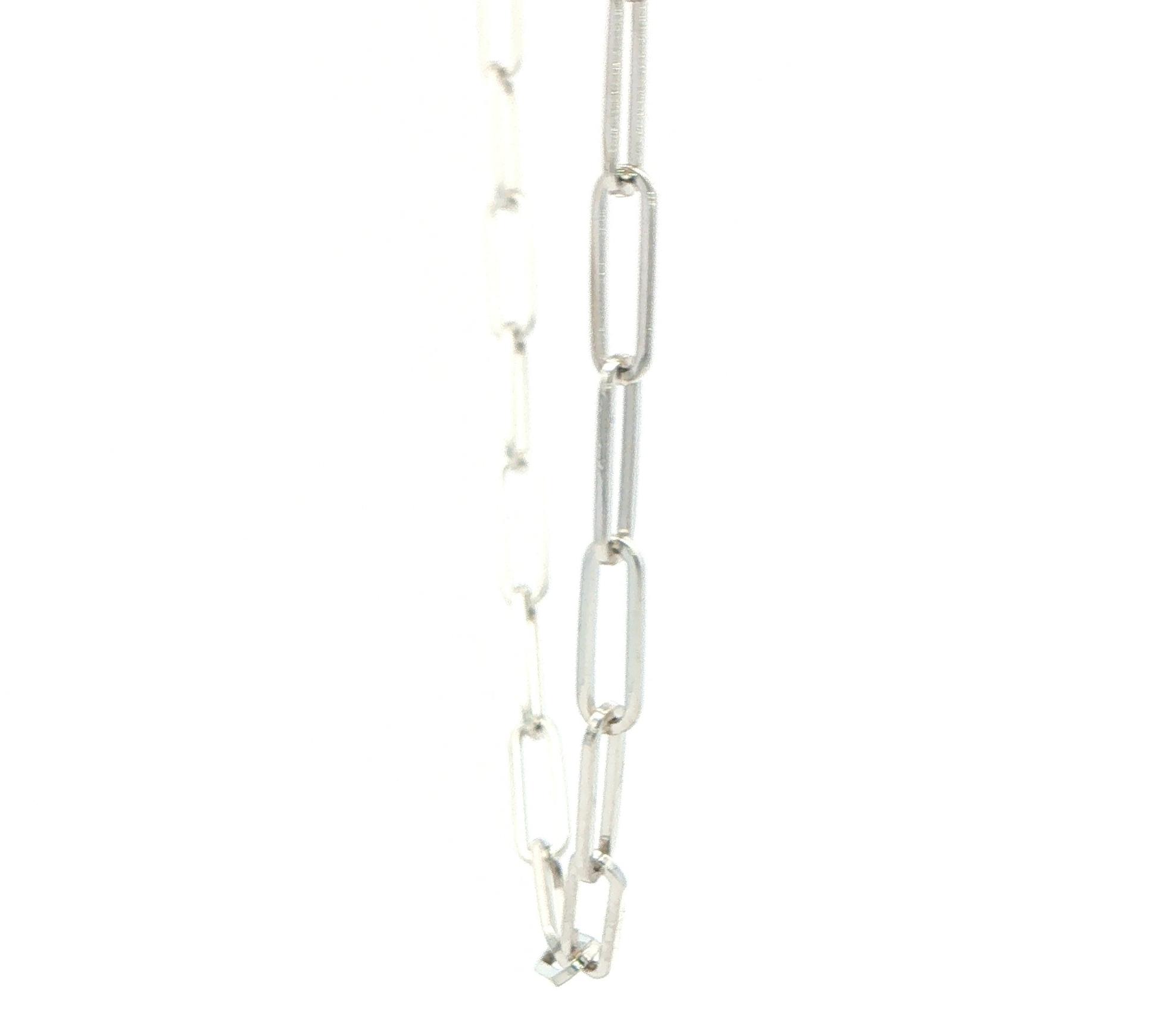 Elongated Paperclip Link Chain Necklace in Sterling Silver side