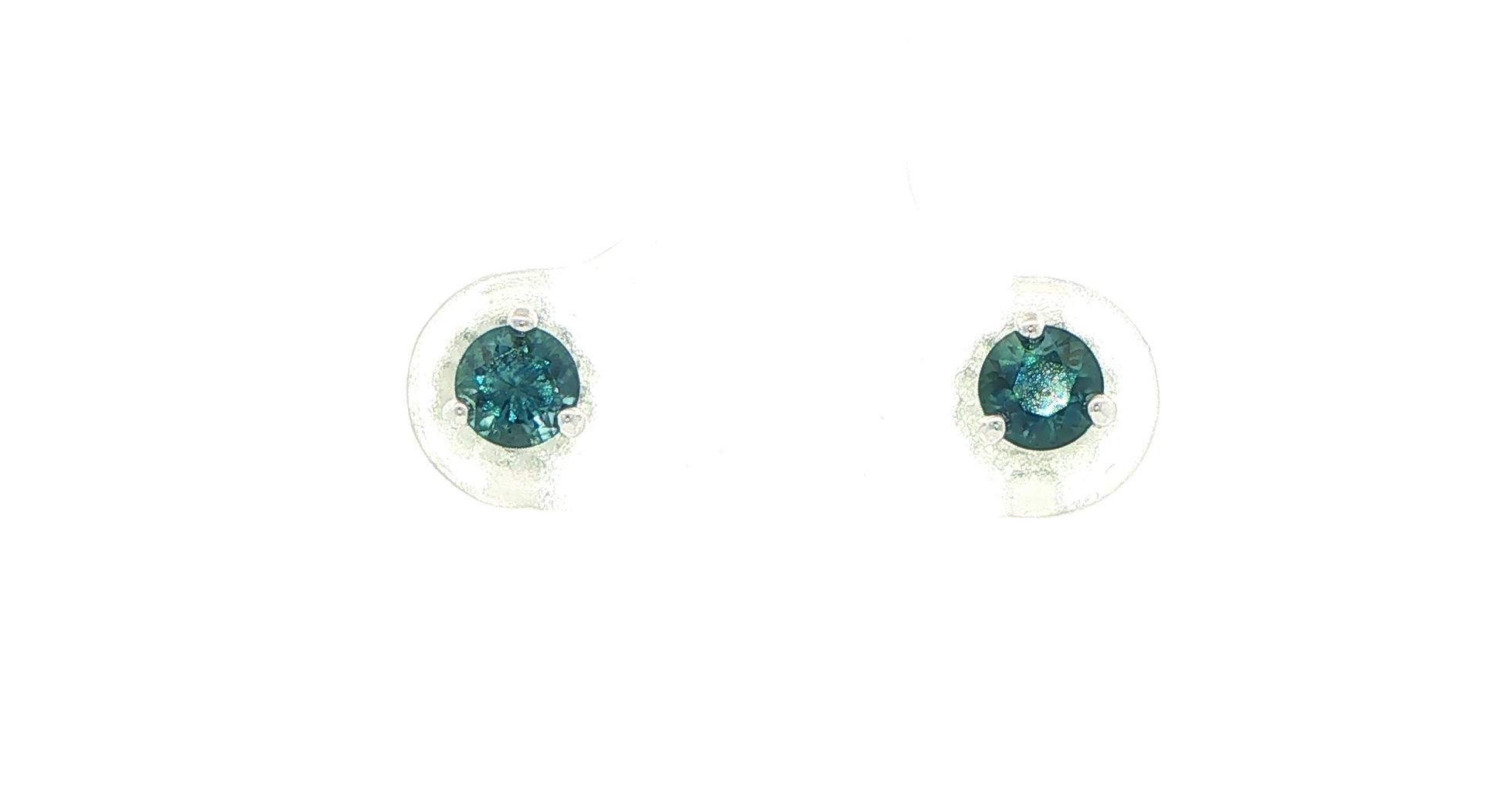 Peacock Blue Montana Sapphire Stud Earrings in White Gold (0.63cts TWT)